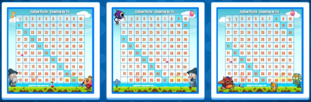 Online Math Jigsaw Puzzle - Counting by 11s