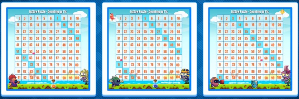 Math Jigsaw Puzzle - Hundreds Chart - Counting by 11s